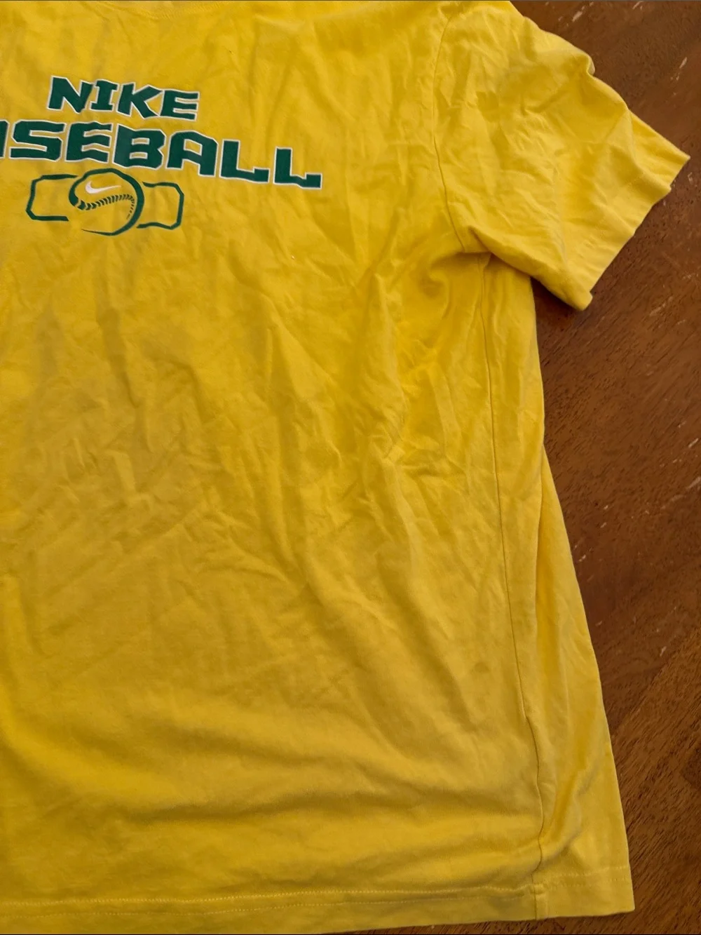Nike Yellow Baseball Graphic Tee with Green Logo xl